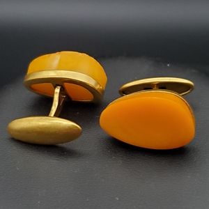 Vintage Baltic Amber Cufflinks Butterscotch Egg Yo